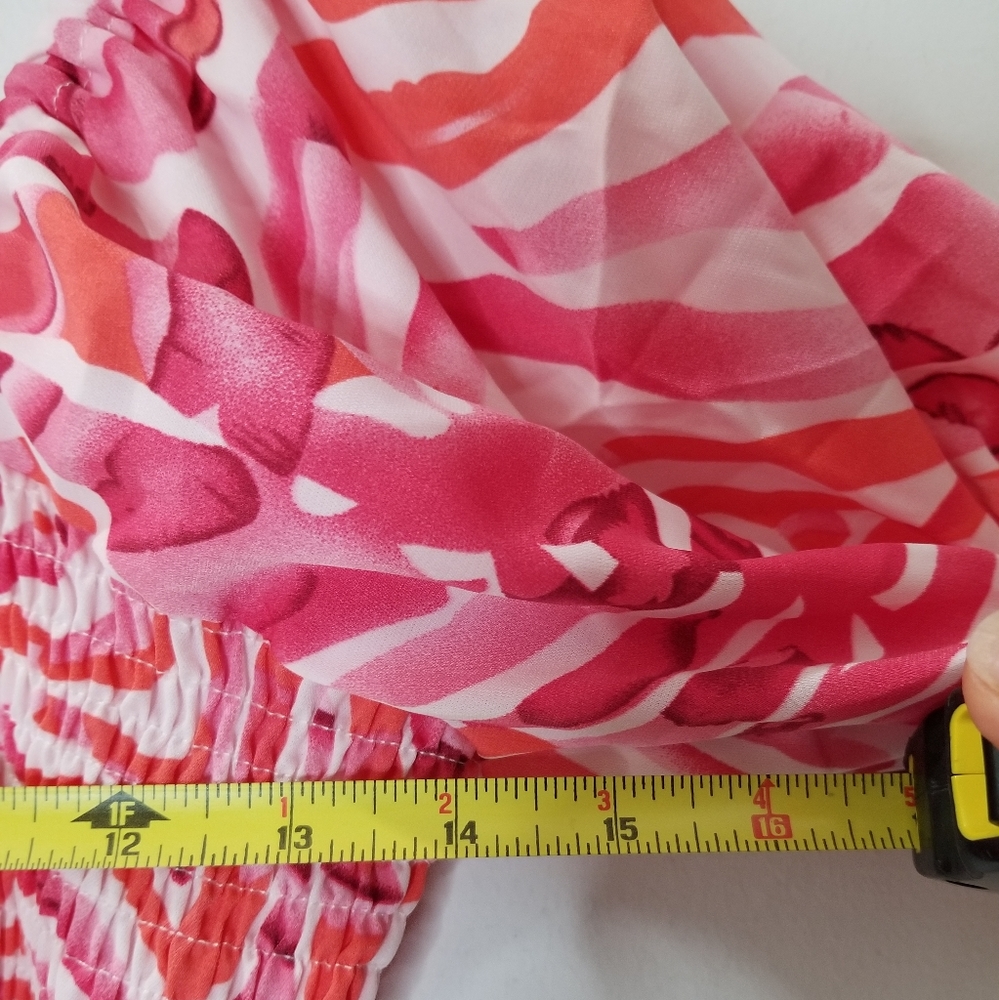 BeachSissi Smocked Midi Dress Off Shoulder Pink Swirl Sz Small NWT - Picture 14 of 16
